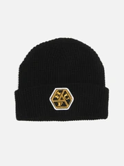 WAFFLE KNIT KNOT BEANIE-BLK